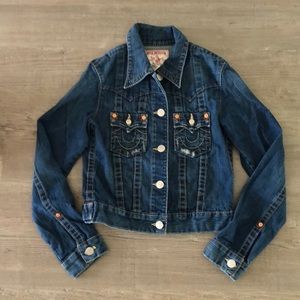 True Religion Jimmy Distressed Denim Jacket size S